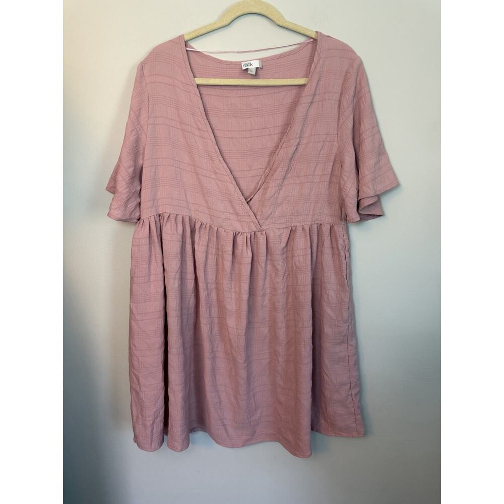 Nordstrom Rack Pink Zephyr Textured Midi Wrap Dress Sz S Oversized NEW